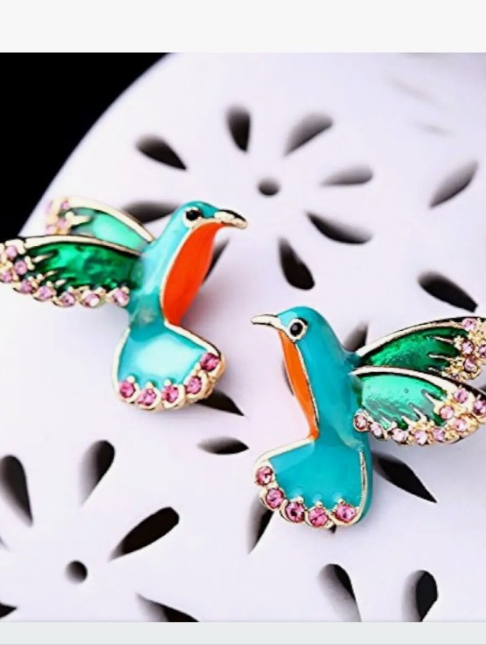 Hummingbird Rhinestone Bling Stud Earrings 🩵